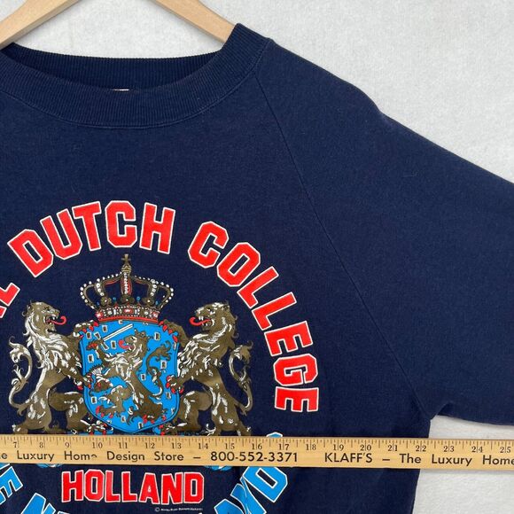 ROYAL DUTCH COLLEGE Sweatshirt Mens L HOLLAND NETHERLANDS Fleece Pullover Blue - Picture 11 of 13